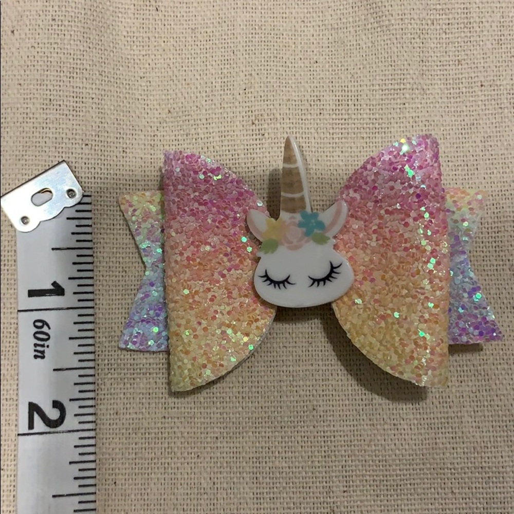 Rainbow Unicorn Hair Bow - Picture 4 of 4
